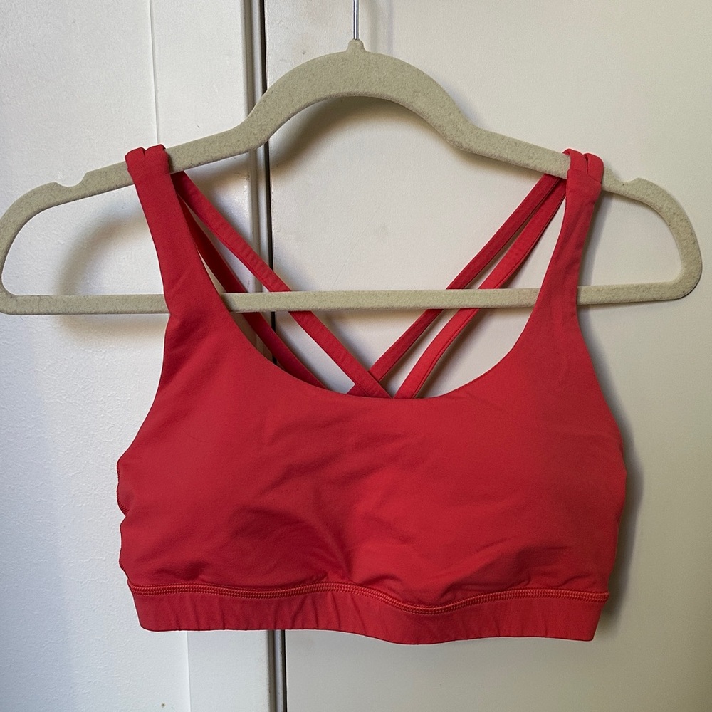 Lululemon Energy Sports Bra, medium support, Melon (pinky-orange) color, size 8